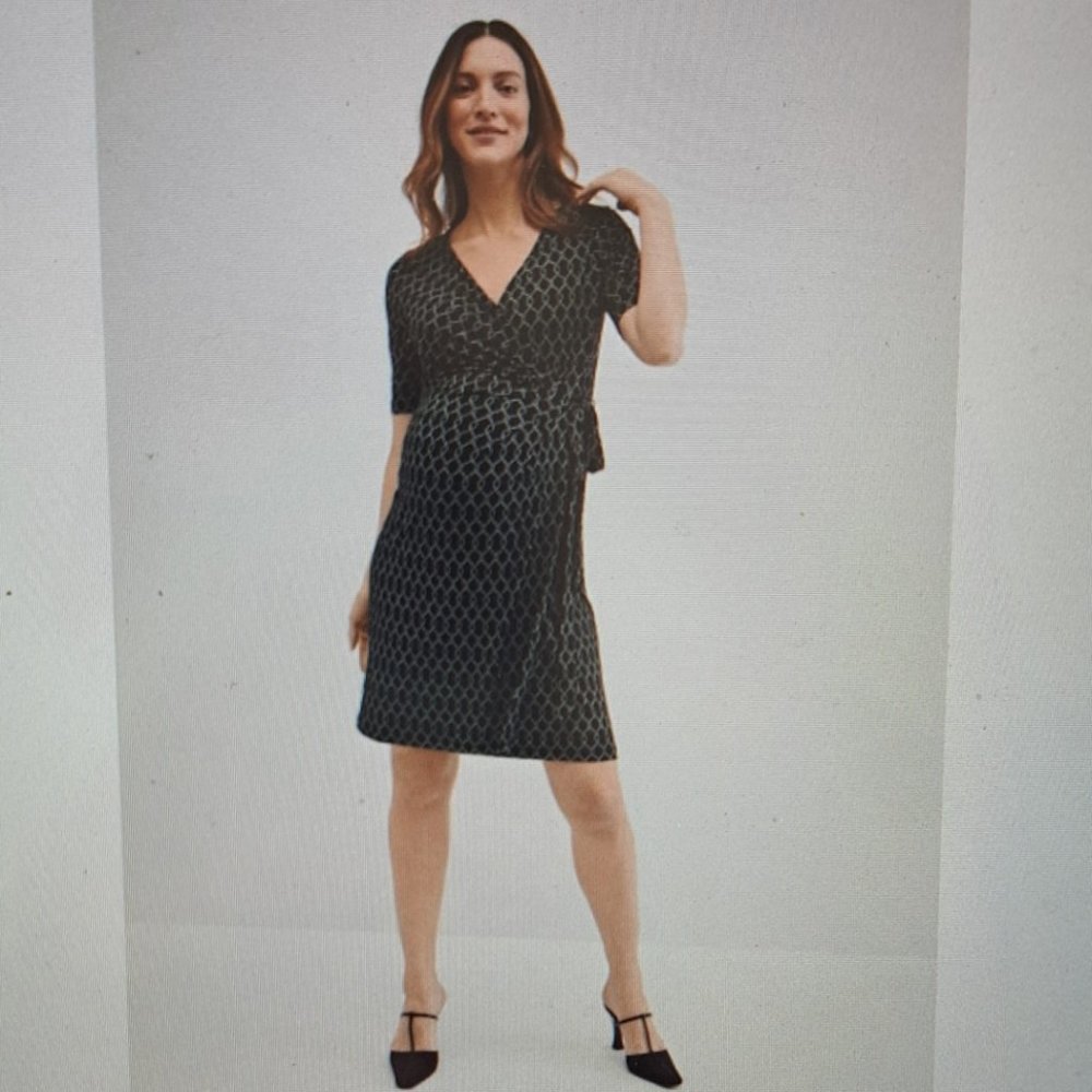 Motherhood Maternity Geometric Waist Tie Dress - Size S